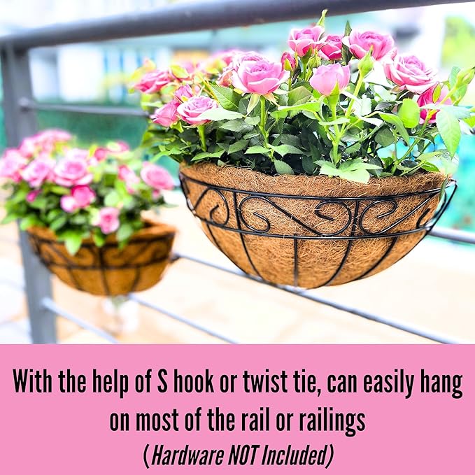 LaLaGreen Wall Hanging Planter, 2 Pack, 12 Inch Wall Mounted Flower Basket - Image 6