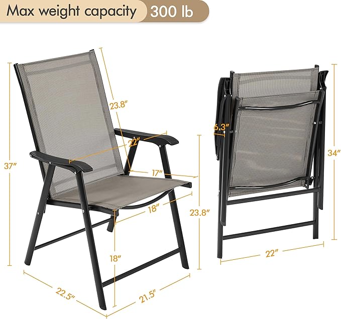 Yaheetech Outdoor Patio Chairs Set of 4, Portable Dining Chairs - Image 3