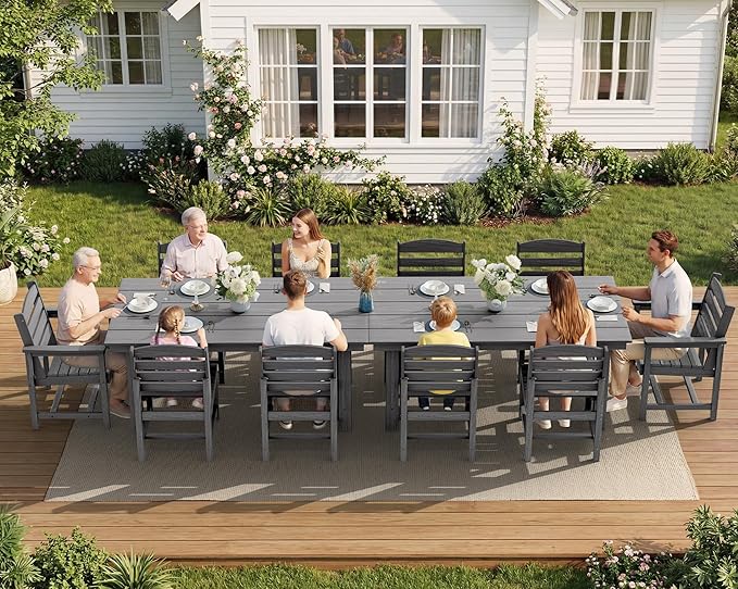 SERWALL Patio Dining Sets for 10 Person, HDPE Dining Set - Image 4