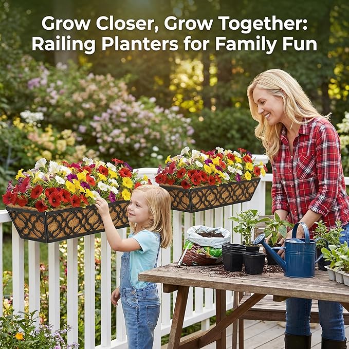 HFHOME 2 Pcs 30" Window Box Deck Railing Planter - Image 6