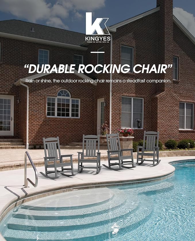 KINGYES HDPE Rocking Chairs Outdoor, Patio Rocking Chairs - Image 8