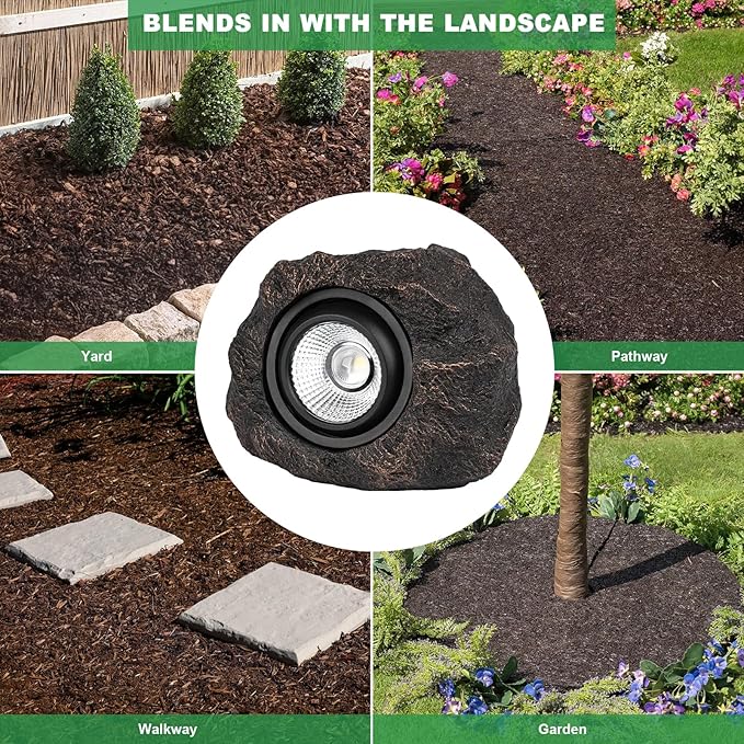 Solar Rock Lights Outdoor – 2 Pack Waterproof LED Landscape Garden Spotlights - Image 9