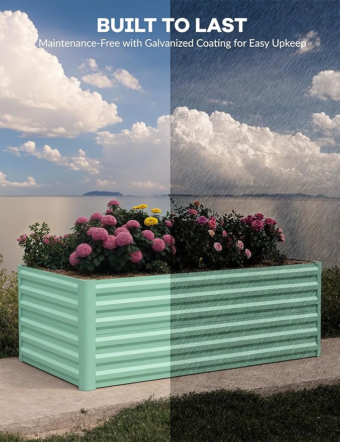 GarveeLife 6x3x2 ft Galvanized Raised Garden Bed, Rust-Resistant Raised Garden - Image 6