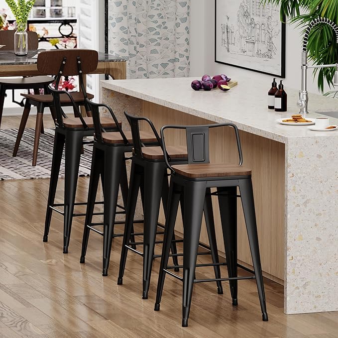 Yongchuang 26" Metal Bar Stools Set of 4 Counter Height Barstools - Image 7