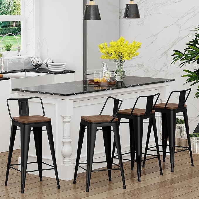 Yongchuang 26" Metal Bar Stools Set of 4 Counter Height Barstools - Image 2