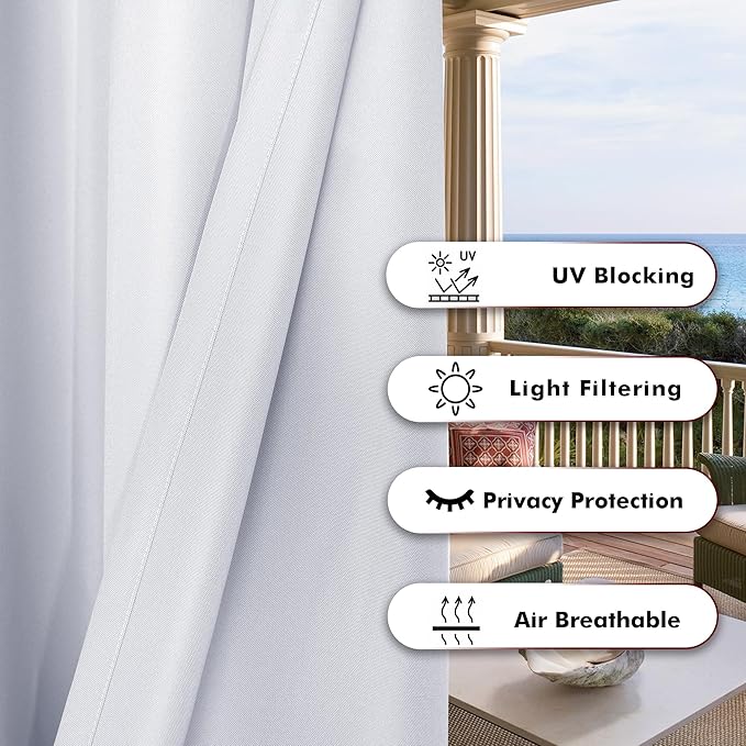 BONZER Outdoor Curtains for Patio Waterproof Thick Privacy Grommet Light - Image 4