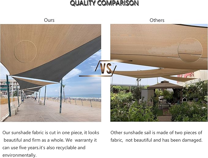 Tronssien Rectangle 10'x13' Sun Shade Sail, 95% UV Blockage Canopy Awning - Image 6