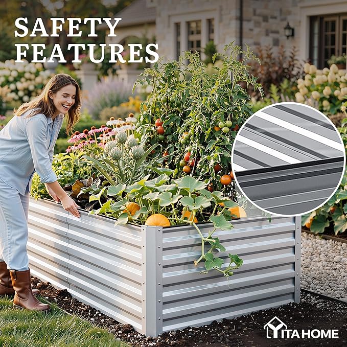 YITAHOME 8x4x2ft 2pcs Large Raised Garden Bed Kit, Galvanized Metal Planter Box - Image 6