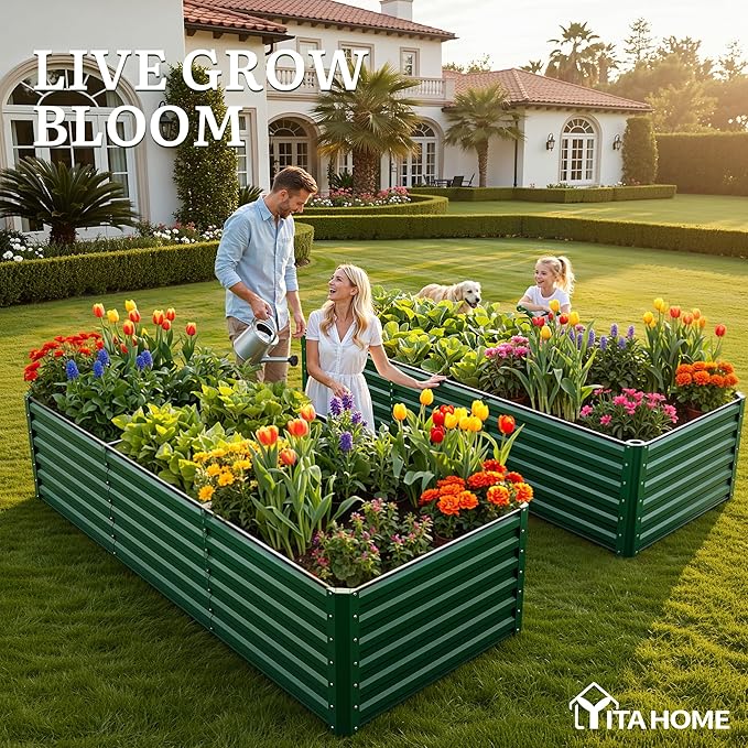 YITAHOME 8x4x2ft Large Raised Garden Bed Kit, Galvanized Metal Planter Box - Image 3