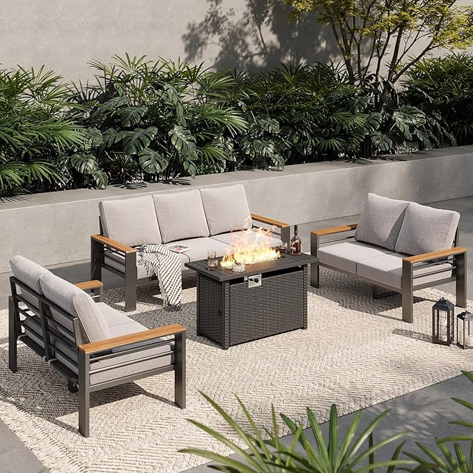 Aoxun Aluminum Outdoor Patio Furniture Set, 7 Seats Outdoor Sectional by Aoxun