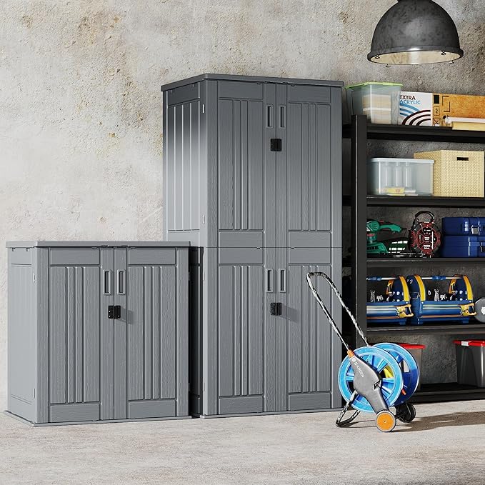 EHHLY Heavy Duty Small Storage Cabinet Outdoor Weatherproof, 14 Cuft Garage - Image 5