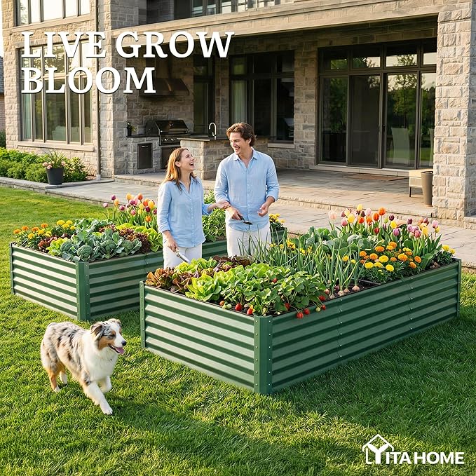 YITAHOME 8x4x1.5 ft Galvanized Raised Garden Bed Kit, Large Metal Planter Box - Image 2