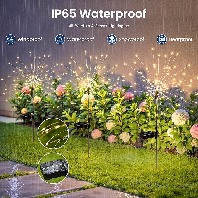 Solar Lights Outdoor, 120LED 6 Pack Fairy Garden Lights Decor - Image 6