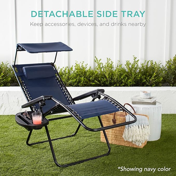 Best Choice Products Folding Zero Gravity Outdoor Recliner Patio Lounge Chair - Image 6