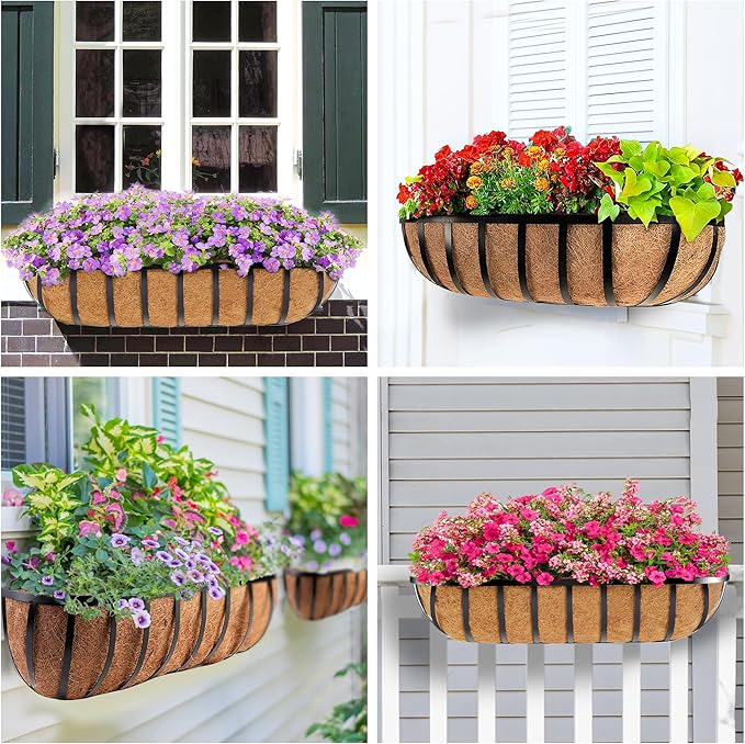 HFHOME 2 Pcs 24" Window Box Deck Railing Planter - Image 4