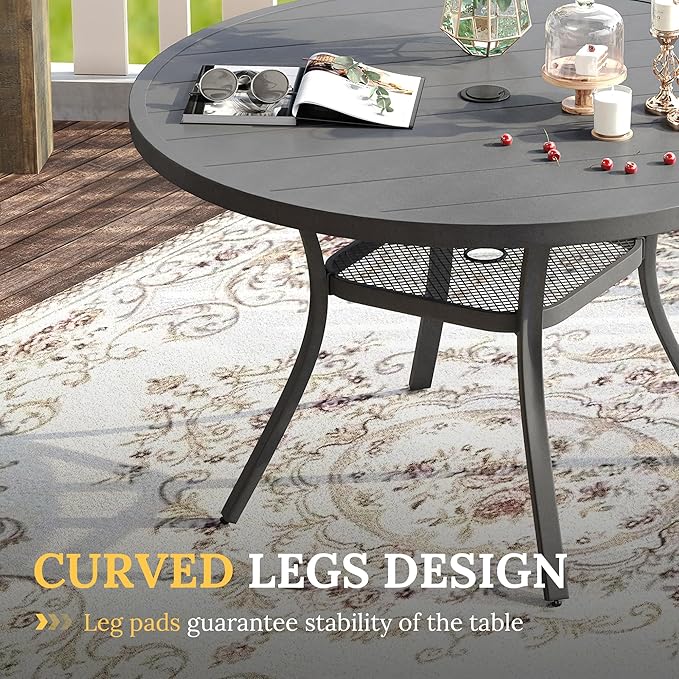 VICLLAX Patio Dining Set for 6, Outdoor Furniture Set Includes 47.2" Round - Image 6