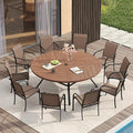 VICLLAX Patio Table and Chair Set of 10, All Weather Metal Round Outdoor Dining by HOME