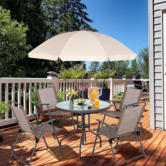 Vongrasig 6 Pieces Folding Patio Dining Set, All Weather Small Metal Outdoor - Image 9