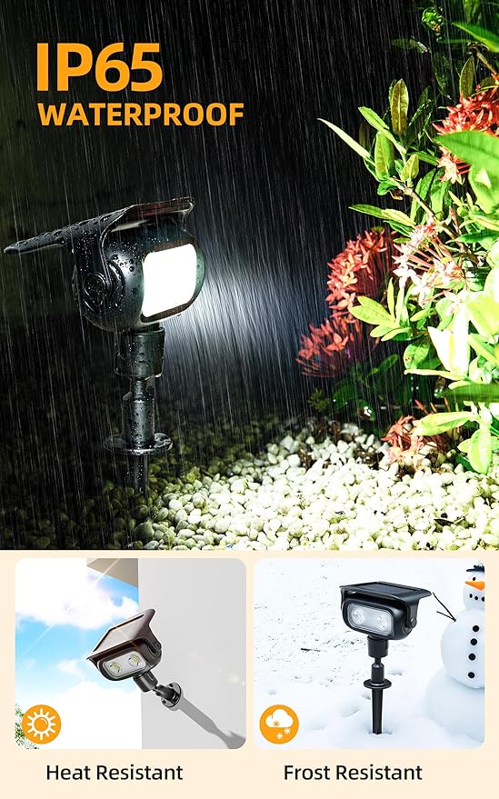ROSHWEY Solar Landscape Spot Lights, Spotlights Outdoor Waterproof, - Image 5