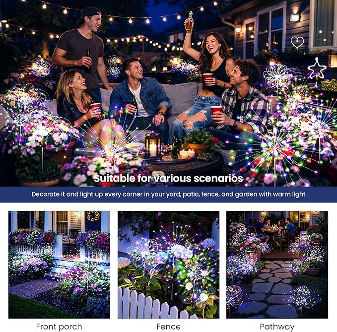 Solar Lights Outdoor, 120LED 4pack Fairy Garden Lights Decor - Image 2