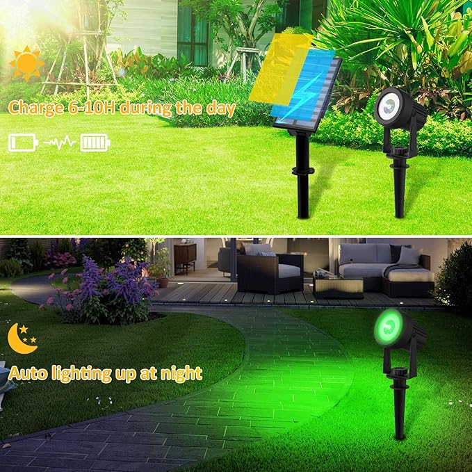 T-SUNUS RGB Solar Landscape Spotlights Christmas, Color Changing Spot Light - Image 3