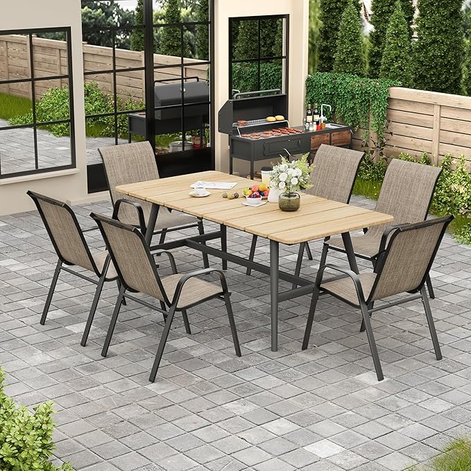 Patio Chairs Set of 8, Stackable Outdoor Dining Chairs - Image 7