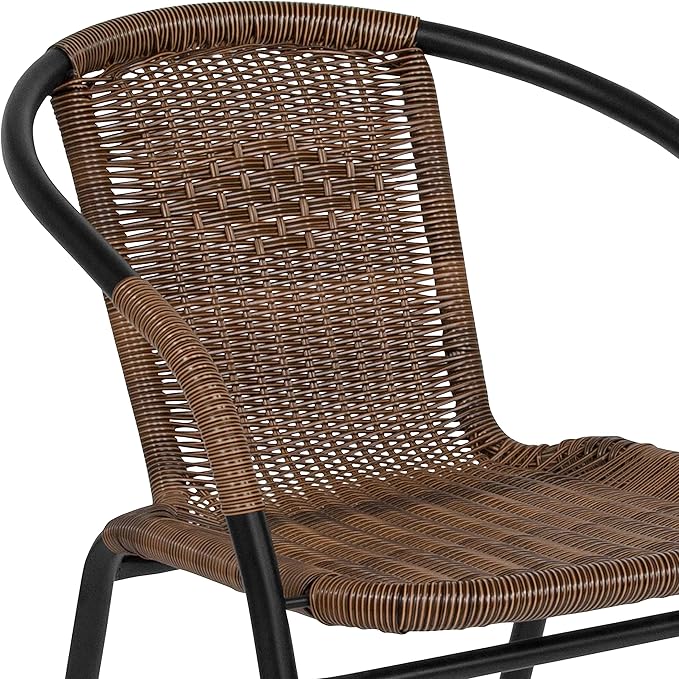 Flash Furniture Lila Medium Brown Rattan Indoor-Outdoor Restaurant Stack Chair - Image 11