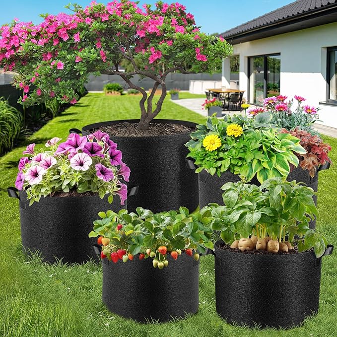 10 Pack 7 Gallon Grow Bags, Thickened Nonwoven Fabric Planter Pots - Image 7