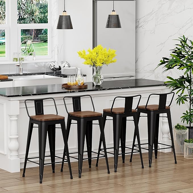 Yongchuang 24" Metal Barstools Set of 4 Counter Bar Stools - Image 4