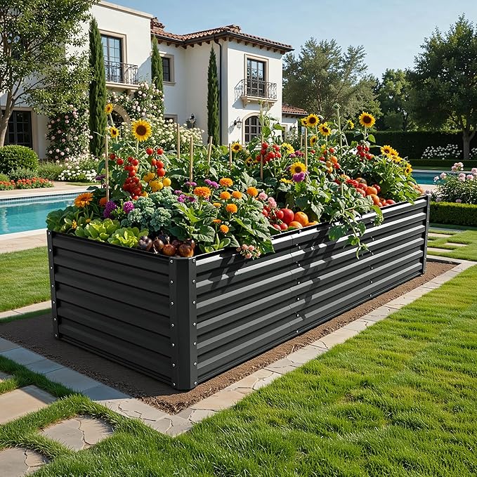 YITAHOME 96x48x24 in Galvanized Raised Garden Bed Kit, Large Metal Planter Box by YITAHOME