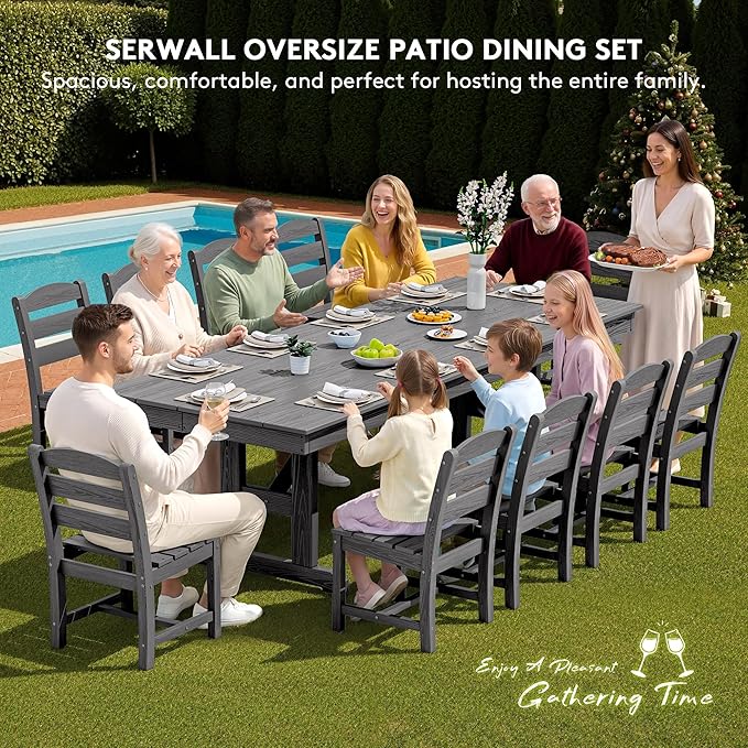 SERWALL Outdoor Dining Chairs Set of 4, All-Weather HDPE Patio Chair - Image 5
