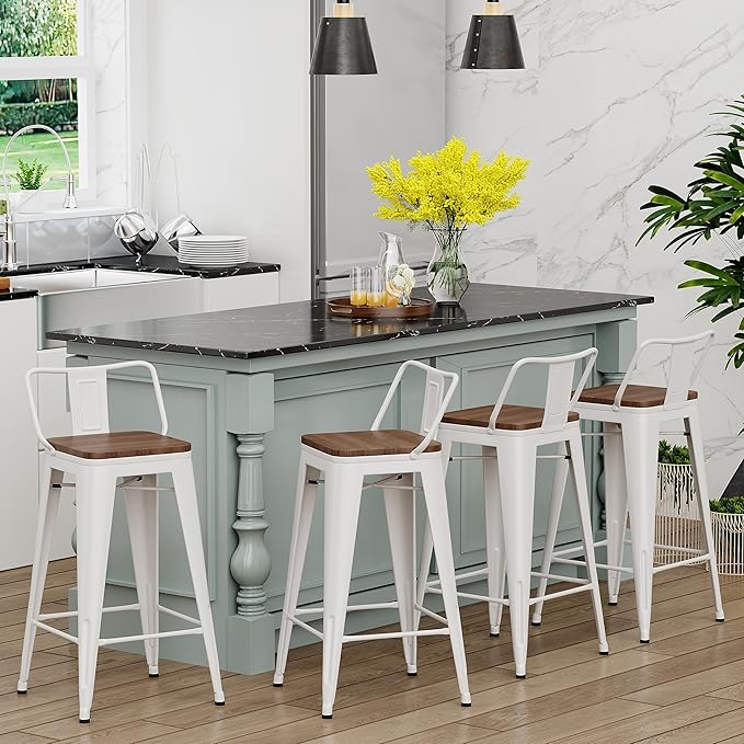 Yongchuang 26 inch Metal Bar Stools Set of 4 Counter Height Barstools Farmhouse - Image 2