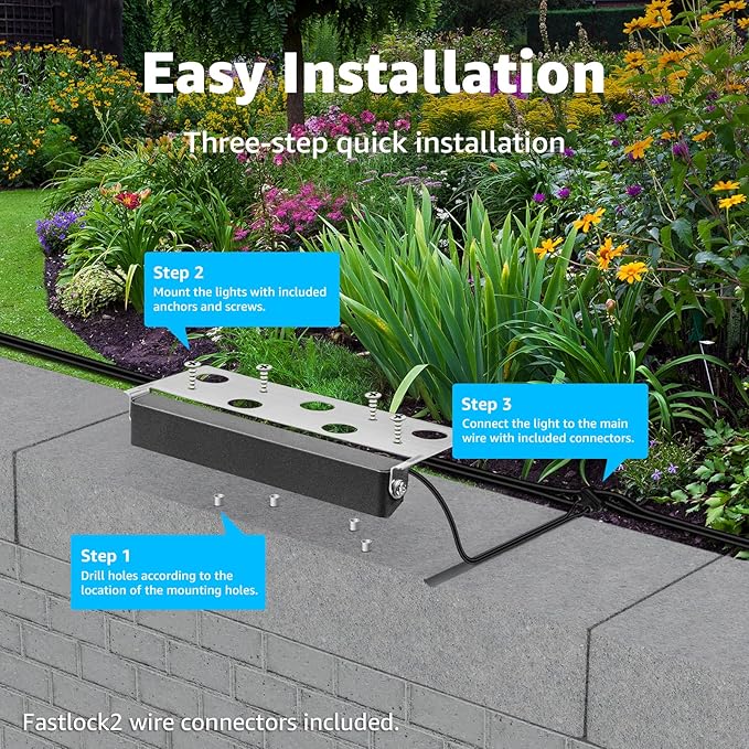 SUNVIE 7 Inch Hardscape Lighting 5W LED Retaining Wall Lights 3000K Warm White - Image 6