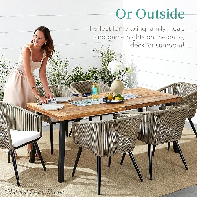 Best Choice Products 6-Person Indoor Outdoor Acacia Wood Dining Table, Picnic - Image 4