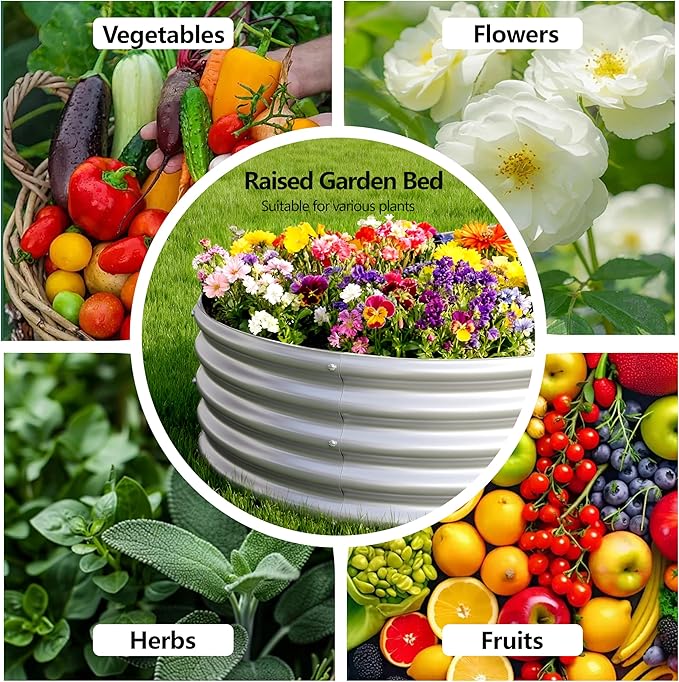2PCS 12x4x1FT Galvanized Raised Garden Bed Kit, Vegetable Boxes-Oval Metal - Image 4
