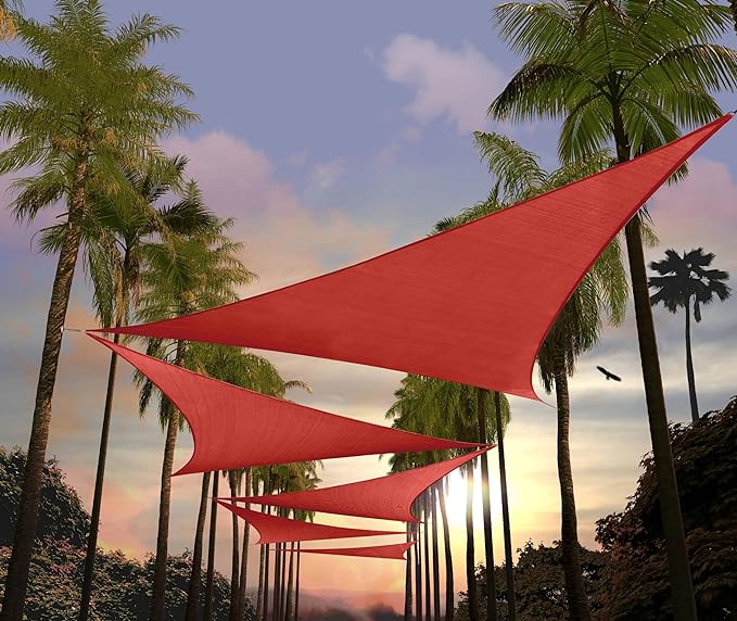 Amgo 20' x 20' x 20' Red Triangle Sun Shade Sail UPF50+ Canopy Awning AGSLT by Amgo