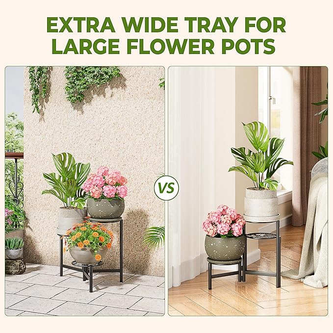 Metal Plant Stand Outdoor Indoor, 3 Tier Foldable Corner Tall Plant Shelf - Image 4