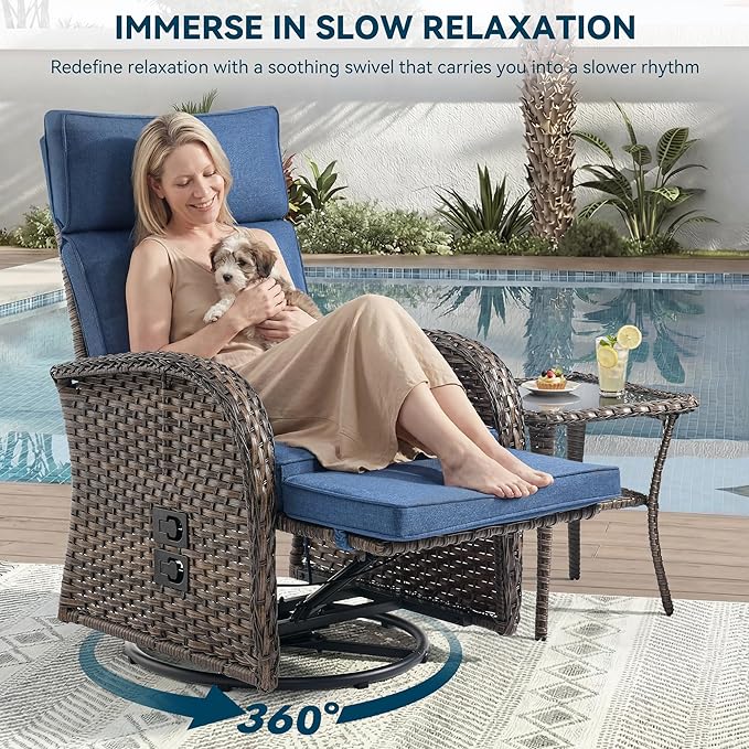 Zero Gravity Patio Swivel Rocking Recliner Chairs Set of 2 - Image 4