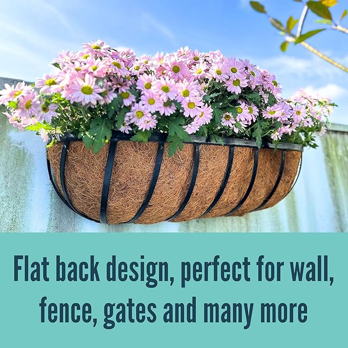 LaLaGreen Outdoor Wall Planter for Plants Large Black Metal Basket - Image 6