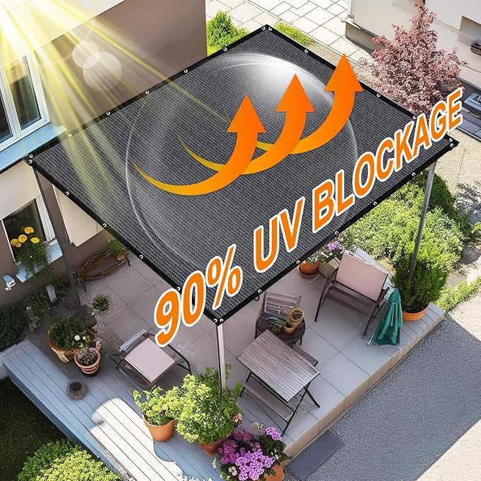Artpuch 90% Sun Shade Cloth, 8 x 12 FT Pergola Shade Cover Canopy - Image 3