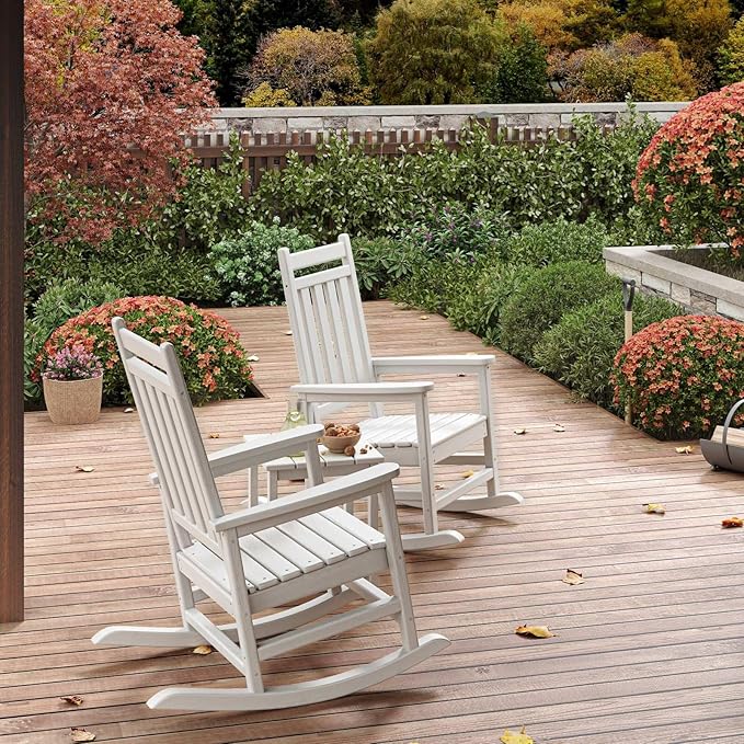 HDPE Rocking Chair Outdoor- Poly High Back Porch Rocker Chairs - Image 7