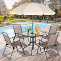 Vongrasig 6 Pieces Folding Patio Dining Set, All Weather Small Metal Outdoor by Unknown