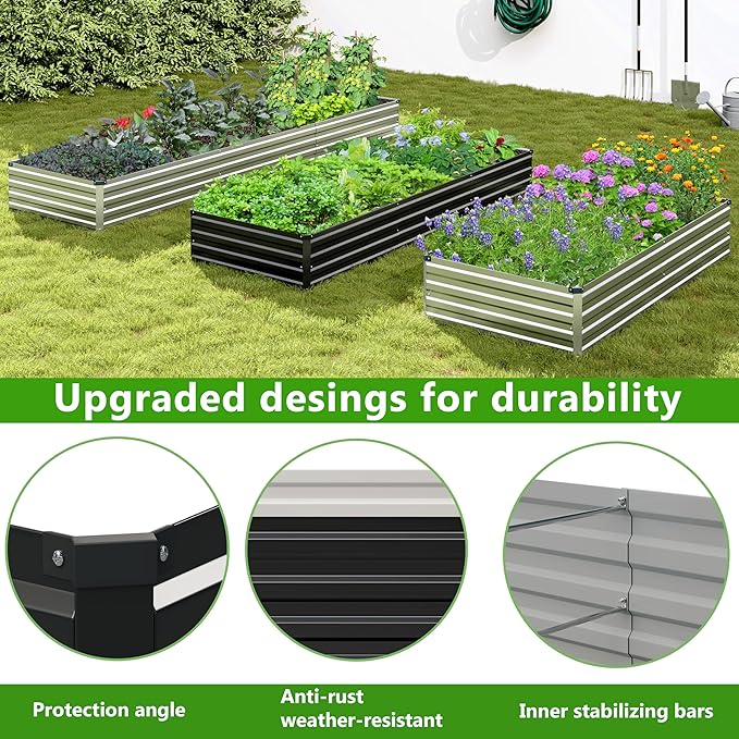 2PCS 8x4x1ft Galvanized Raised Garden Bed Kit, Galvanized Planter Raised Garden - Image 4
