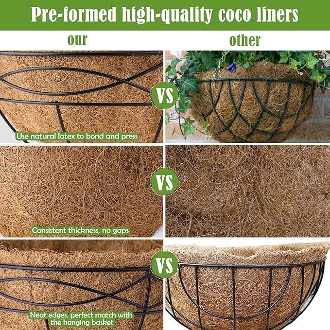 4 Pack 12 Inch Natural Coconut Fiber Liner - Image 4