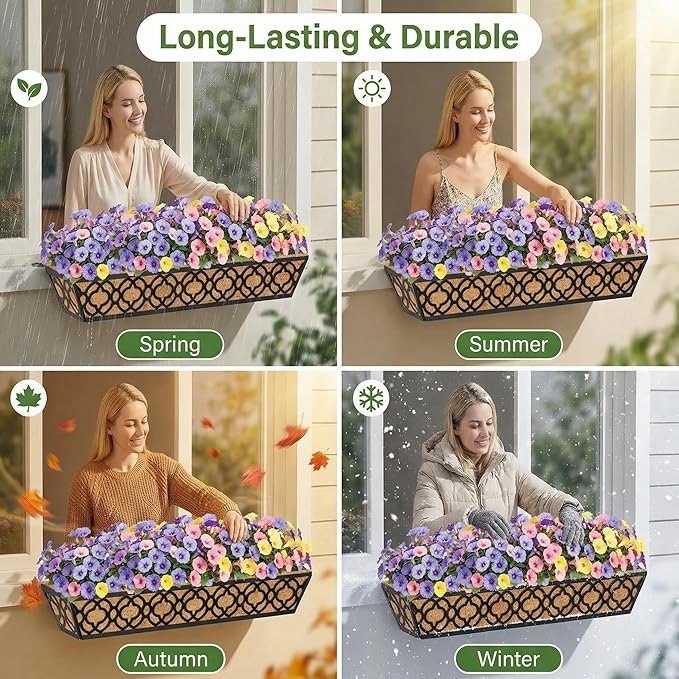 Y&M 30 inch Window Planter Box 4Pcs Iron Window Deck Railing Planter - Image 5