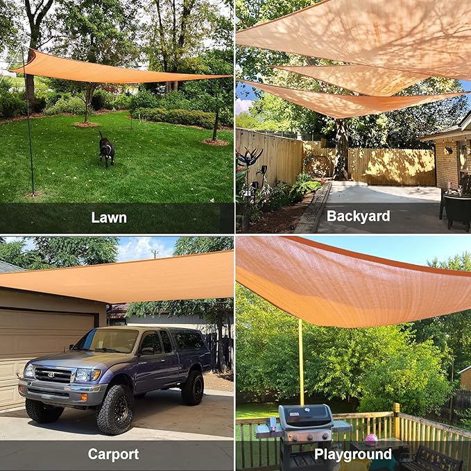 SUNLAX Sun Shade Sail 10' x 12' x 15.6' Peach Fuzz Rectangle Canopy Sail Shade - Image 7