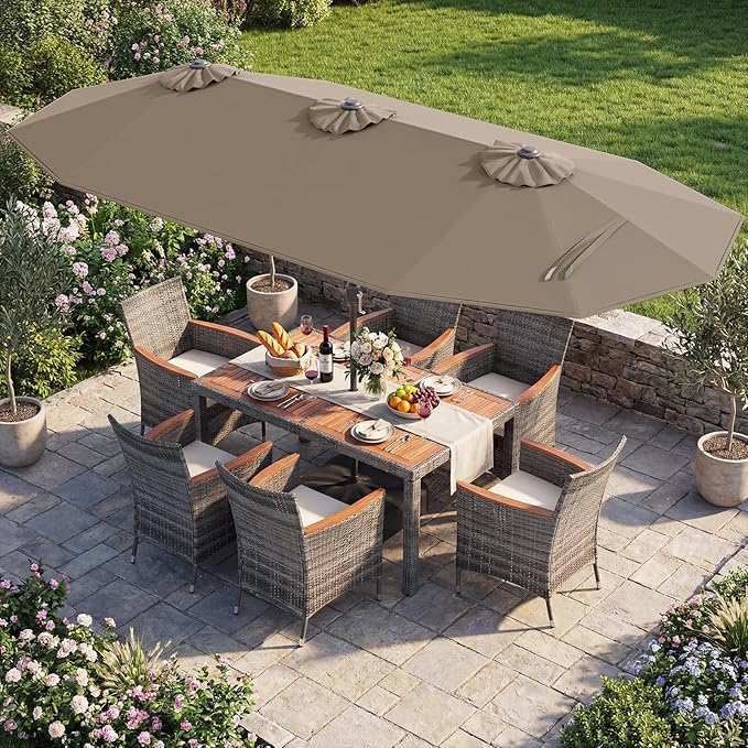 Tangkula 9 Pieces Rattan Outdoor Dining Set - Image 2