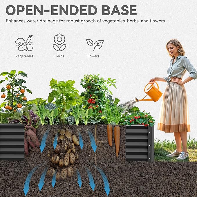 YITAHOME 6x3x1.5 2pcs Large Raised Garden Bed Kit, Galvanized Metal Planter Box - Image 4