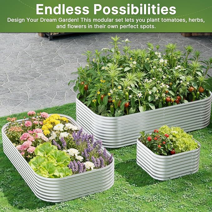 4 PCS Tall 2x2x1.5ft Galvanized Raised Garden Bed Outdoor, Metal Garden Bed - Image 7