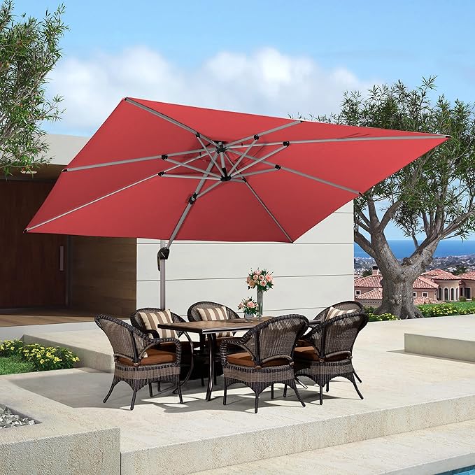 PURPLE LEAF 10' X 12' Patio Umbrella Outdoor Rectangle Umbrella Large by PURPLELEAF
